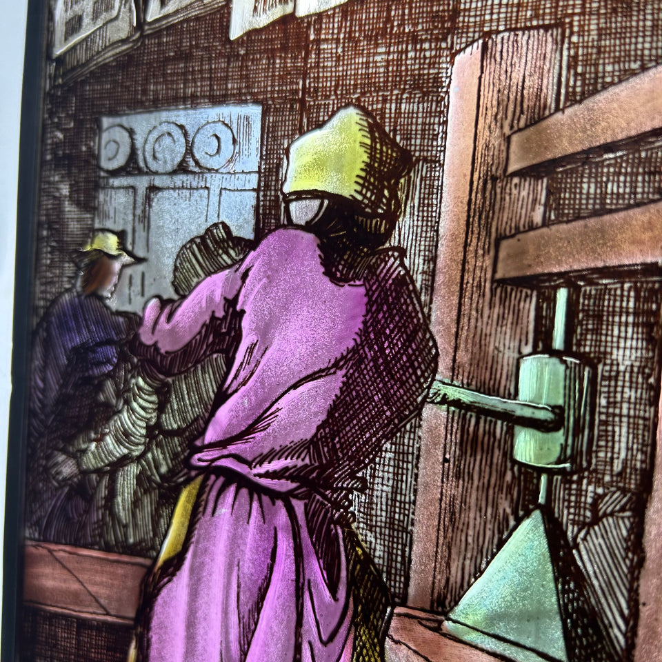 Colored Glass painting “The Book press”