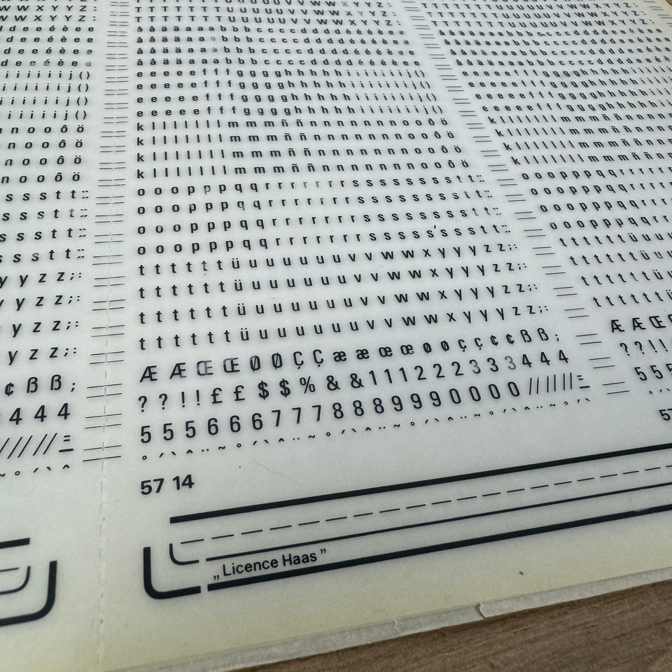 Mecanorma Univers 57 - 57.14 CLN transfer Sheet