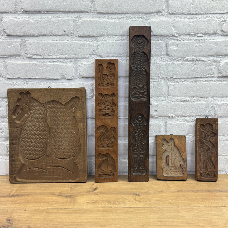 Antique large set of 10 antique wooden cookie baking mold