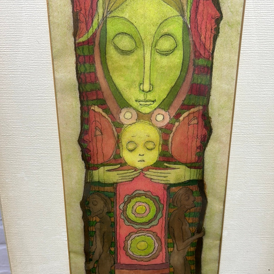 Fie de Ferrante - Large vertical Tiki Totem style artwork 1976