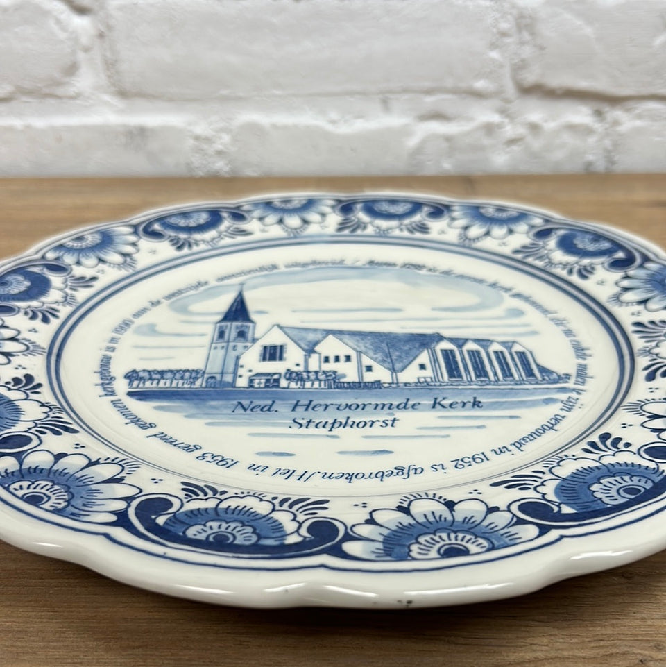 Vintage Dutch Delfts Blue plate Church Staphorst