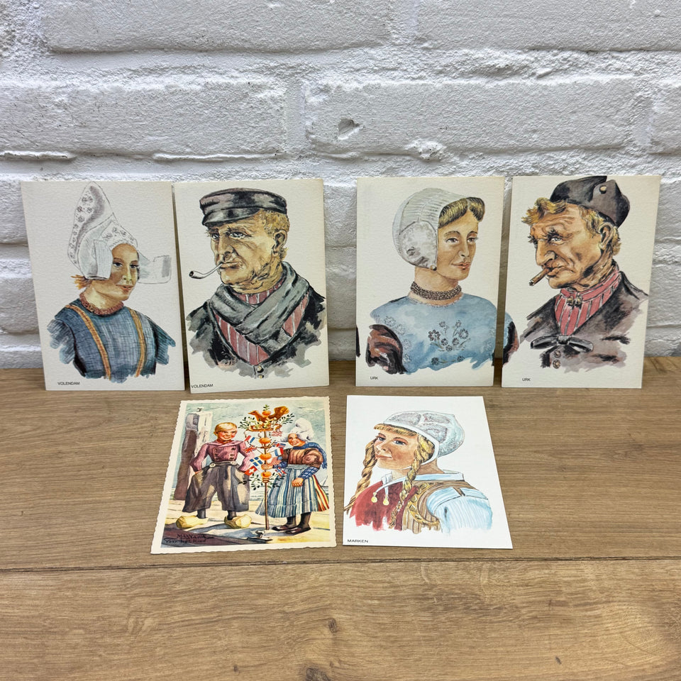 Set of Antique Dutch Costumes - High Quality Print cards – Holland Traditional Costume Embroidery Illustrations