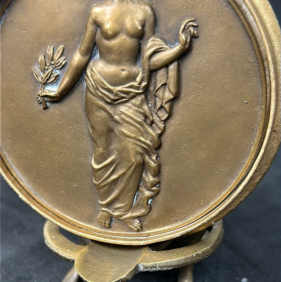 Bronze medaillon - Art nouveau - La Presse Bruxeloise