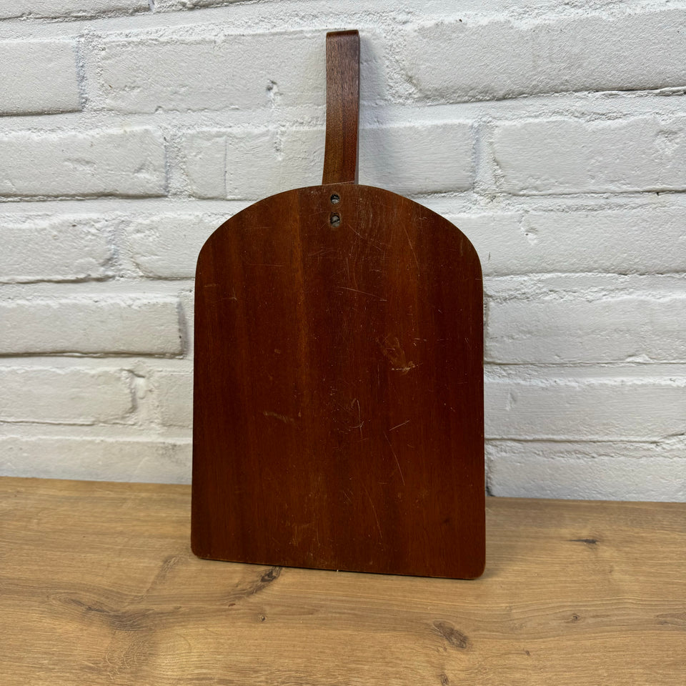 Serving platter with Dutch ceramic tile and cheese knife