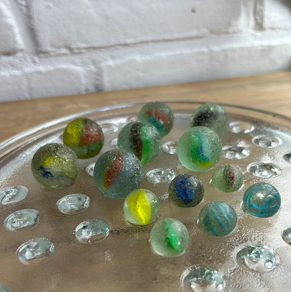 Antique Cats eye and Sprinklers Sea Glass marbles set of 13 marbles