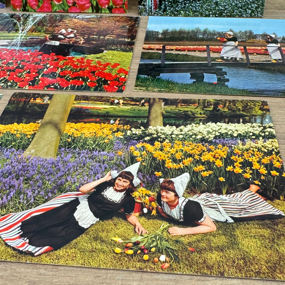 Vintage Keukenhof Flowers Holland postcards - Collection of Dutch Folklore Costume photo cards – Holland’s Traditional Culture Costumes