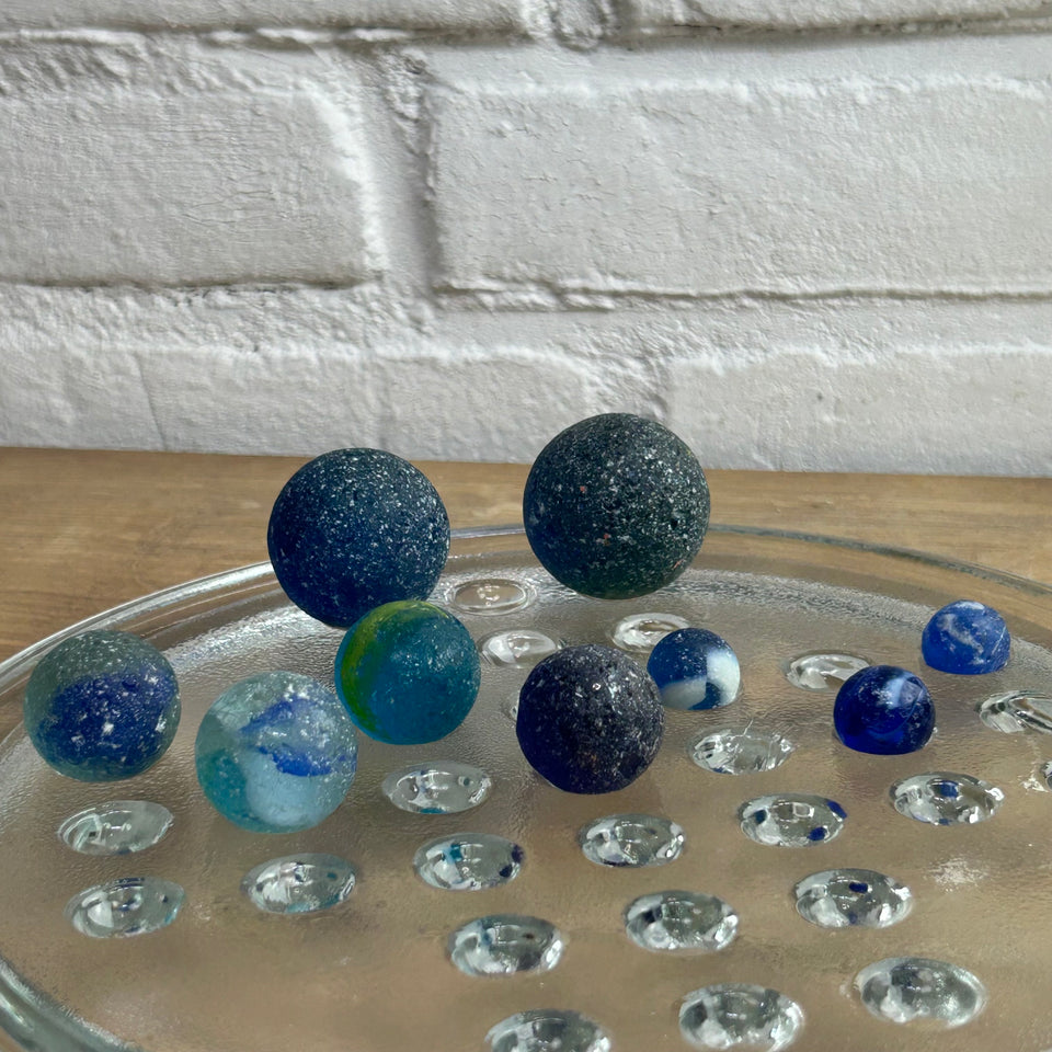 Colored Sea Glass marbles set of 9 transparent marbles