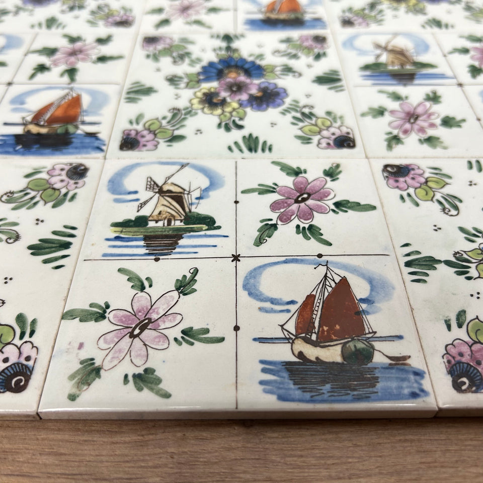 A mixed set of hand painted Ceramic Tiles - Also available in larger sets