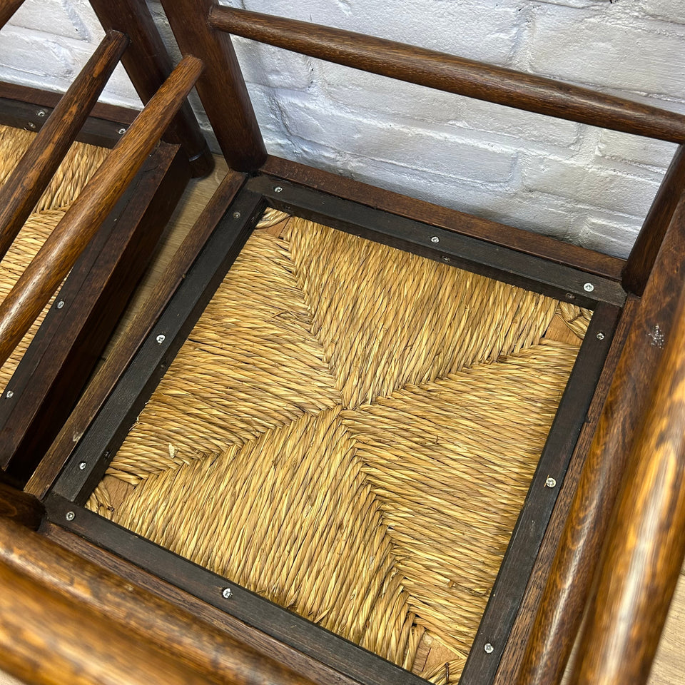 Mid-century modern wooden rattan stools