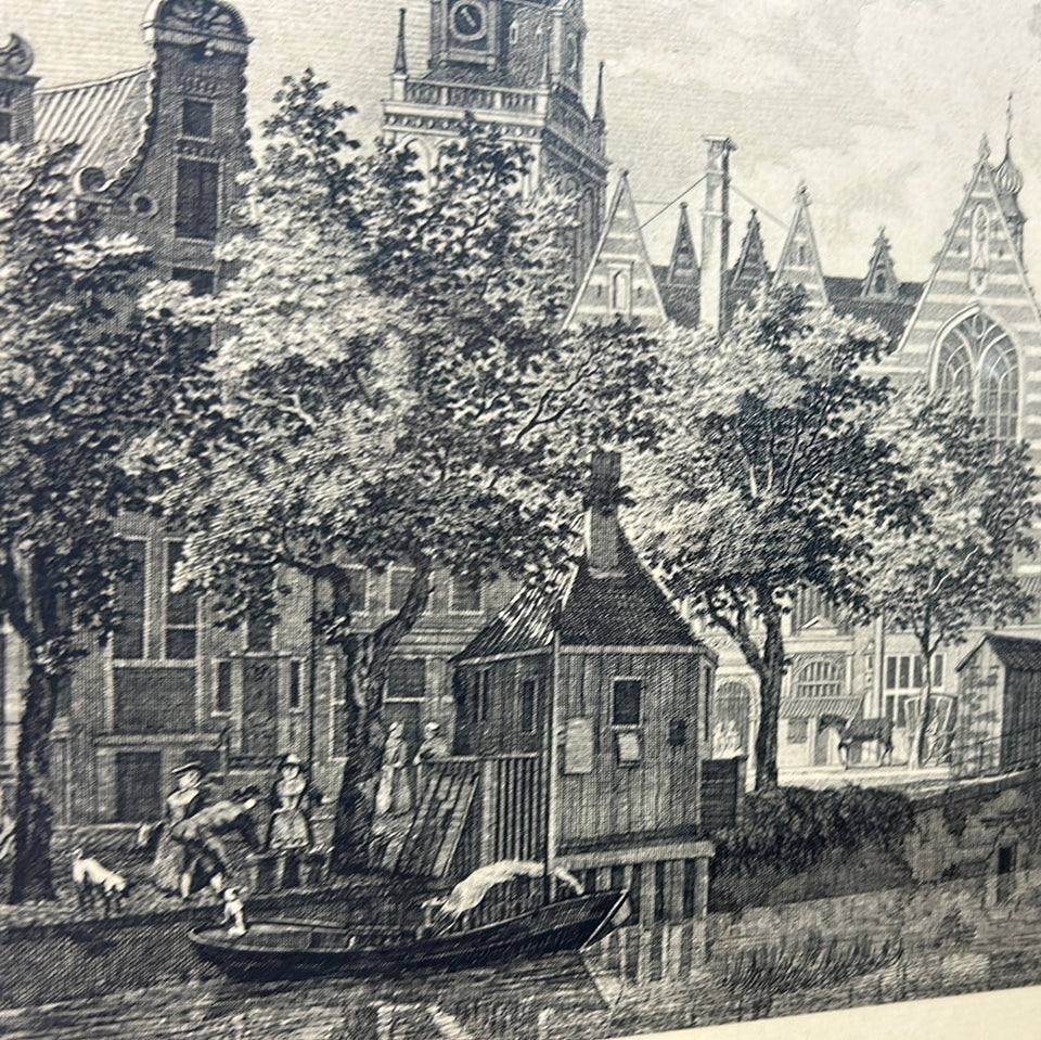 Antique print Amsterdam "De oudekerk" “La Vielle Eglise”