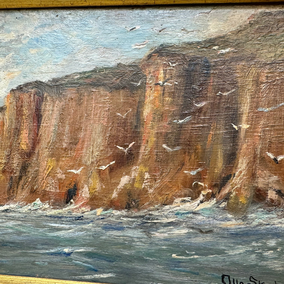 Cliffs near the sea - Oil painting on panel