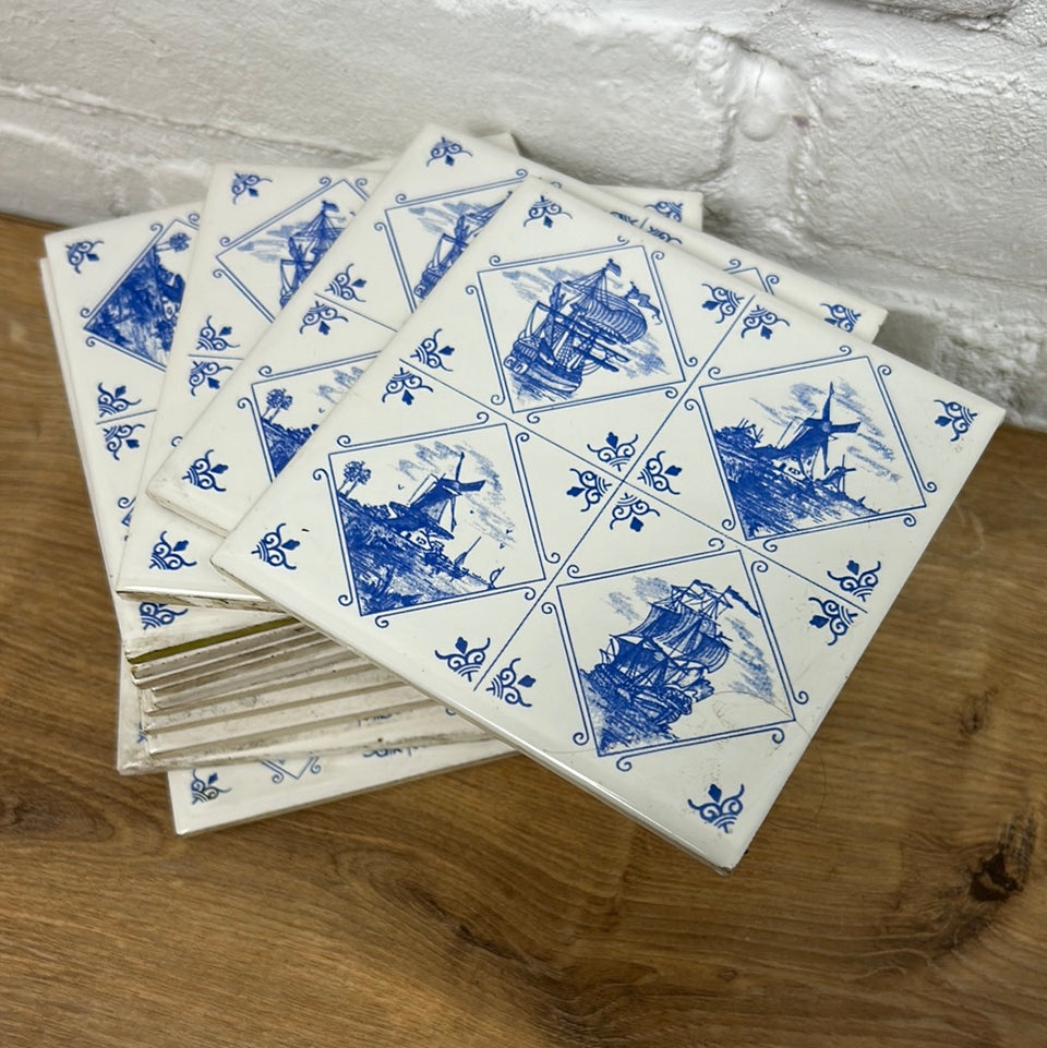 Delfts Blue Dutch Windmills & Sailng boats - Villeroy & Boch Mettlach