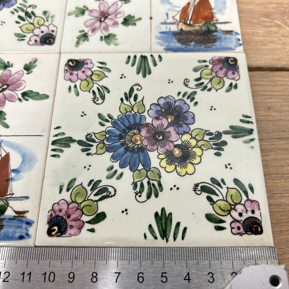 A mixed set of hand painted Ceramic Tiles - Also available in larger sets