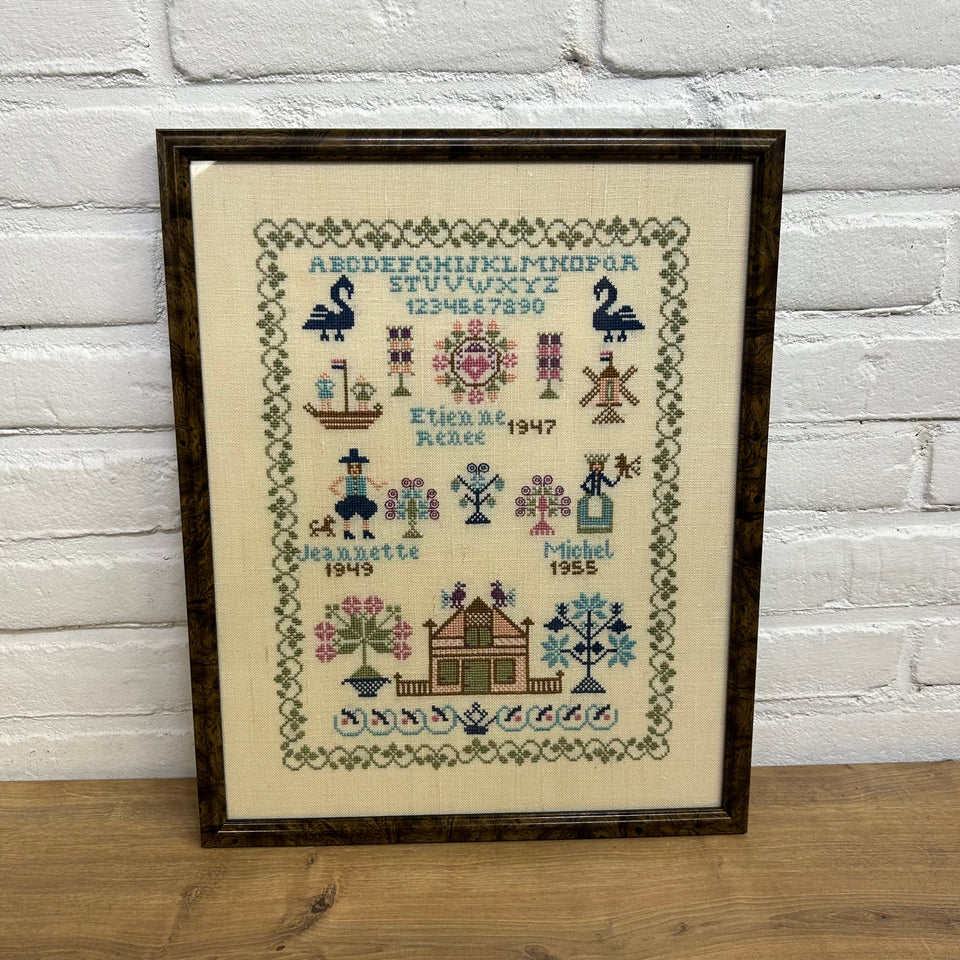 Vintage Dutch Sampler  - Tapestry - Embroidery - Cottonwork