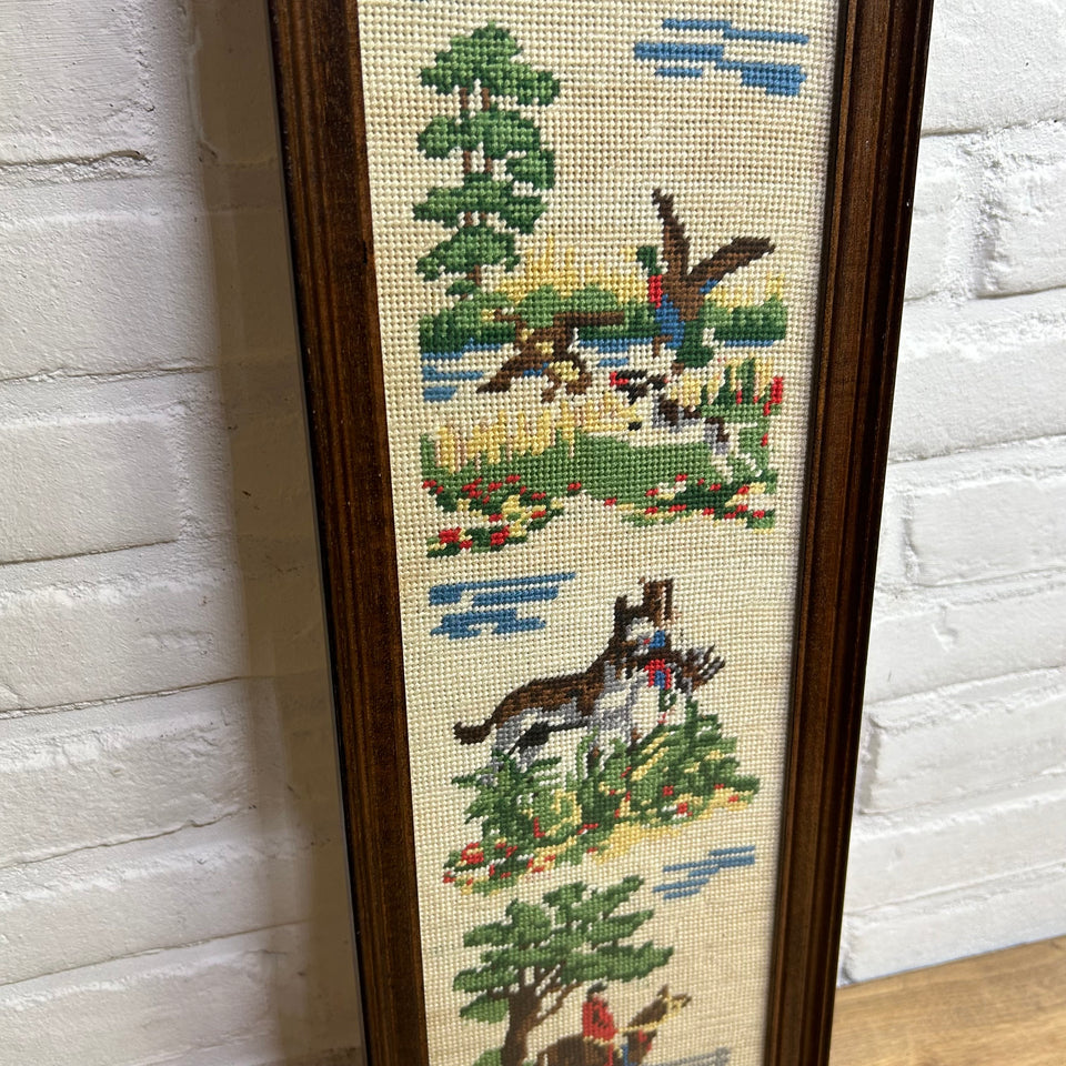 Hunting Scenes with horses - Vertical - Tapestry - Embroidery - Cottonwork