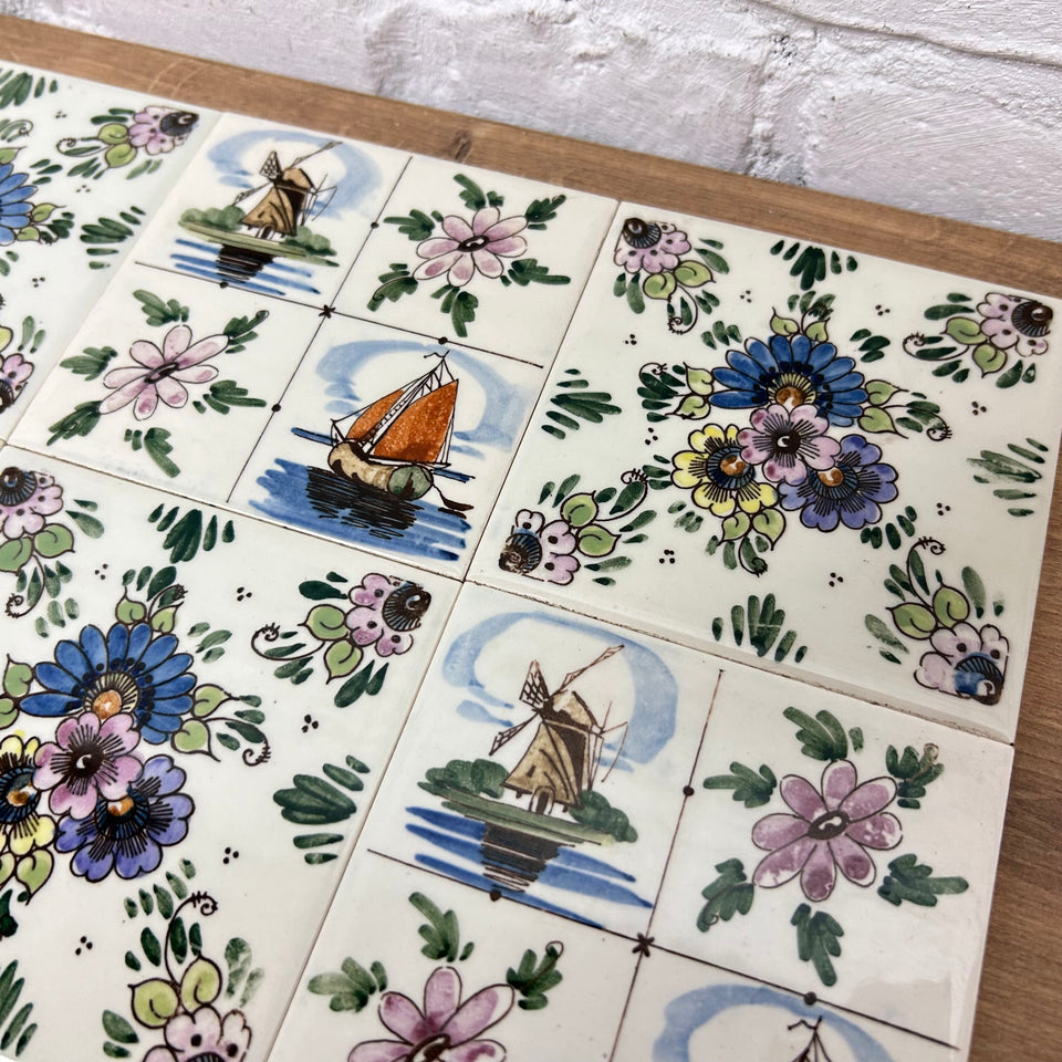 A mixed set of hand painted Ceramic Tiles - Also available in larger sets