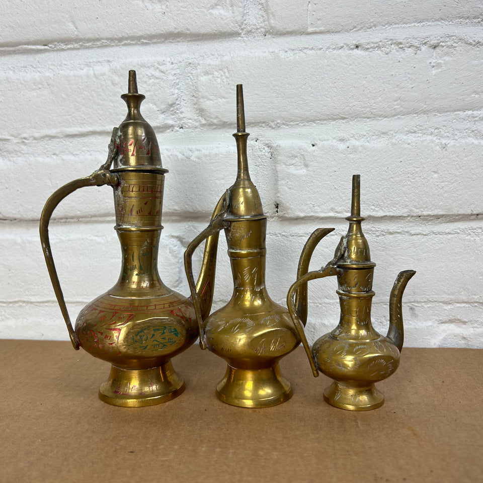 3 copper handmade antique Muhi oil cans