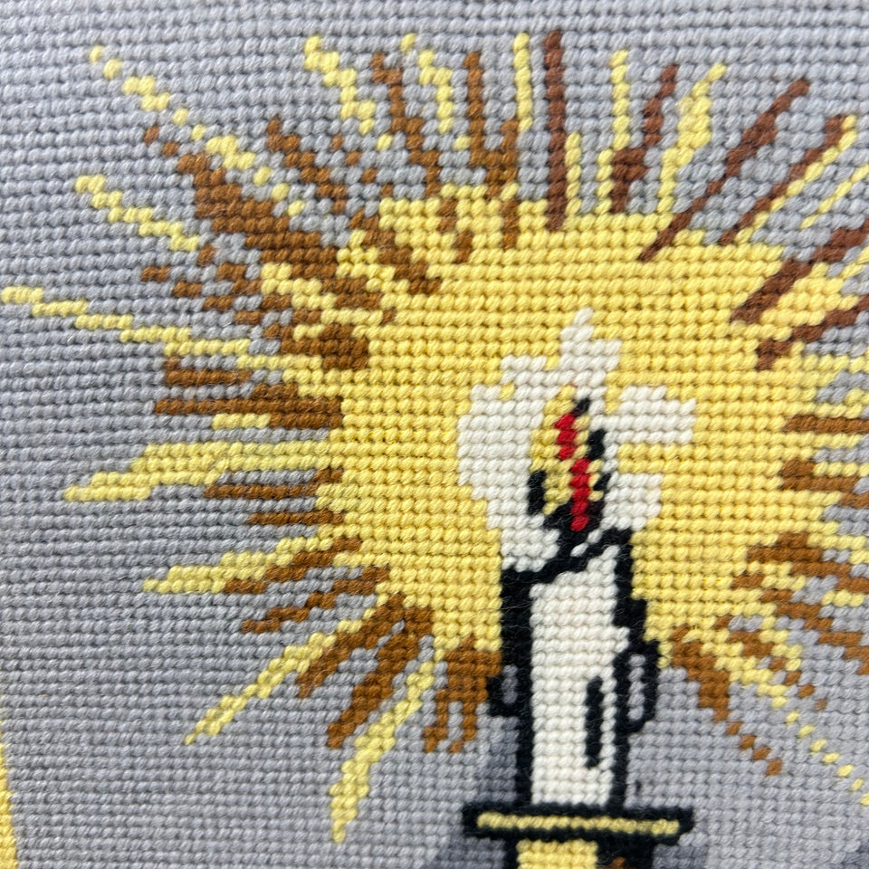 Holy Bible - Vintage Embroidery - Tapestry - Patchwork - Cotton work - Framed