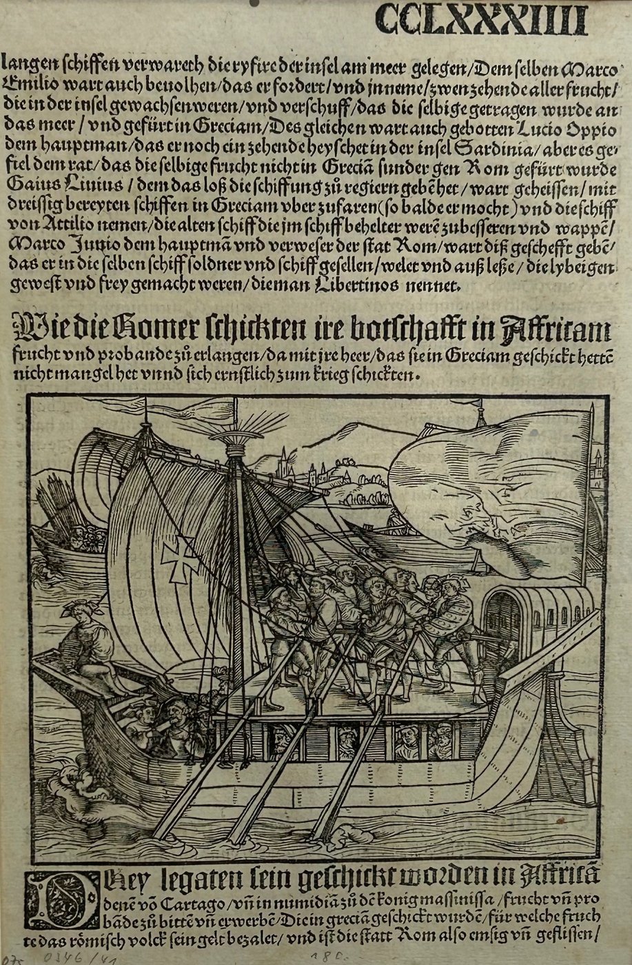 Original 1530 Woodcut print about German Battle ships