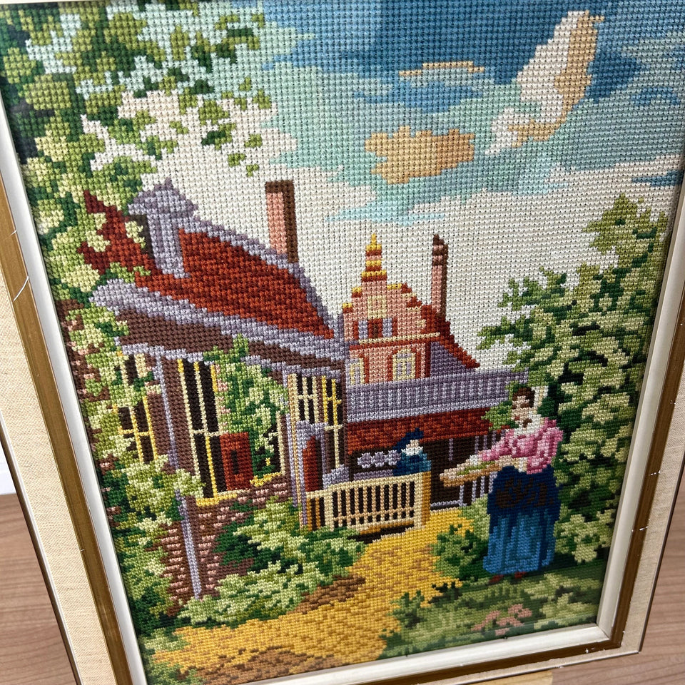 Vintage Embroidery Painting - Cottonwork - Framed