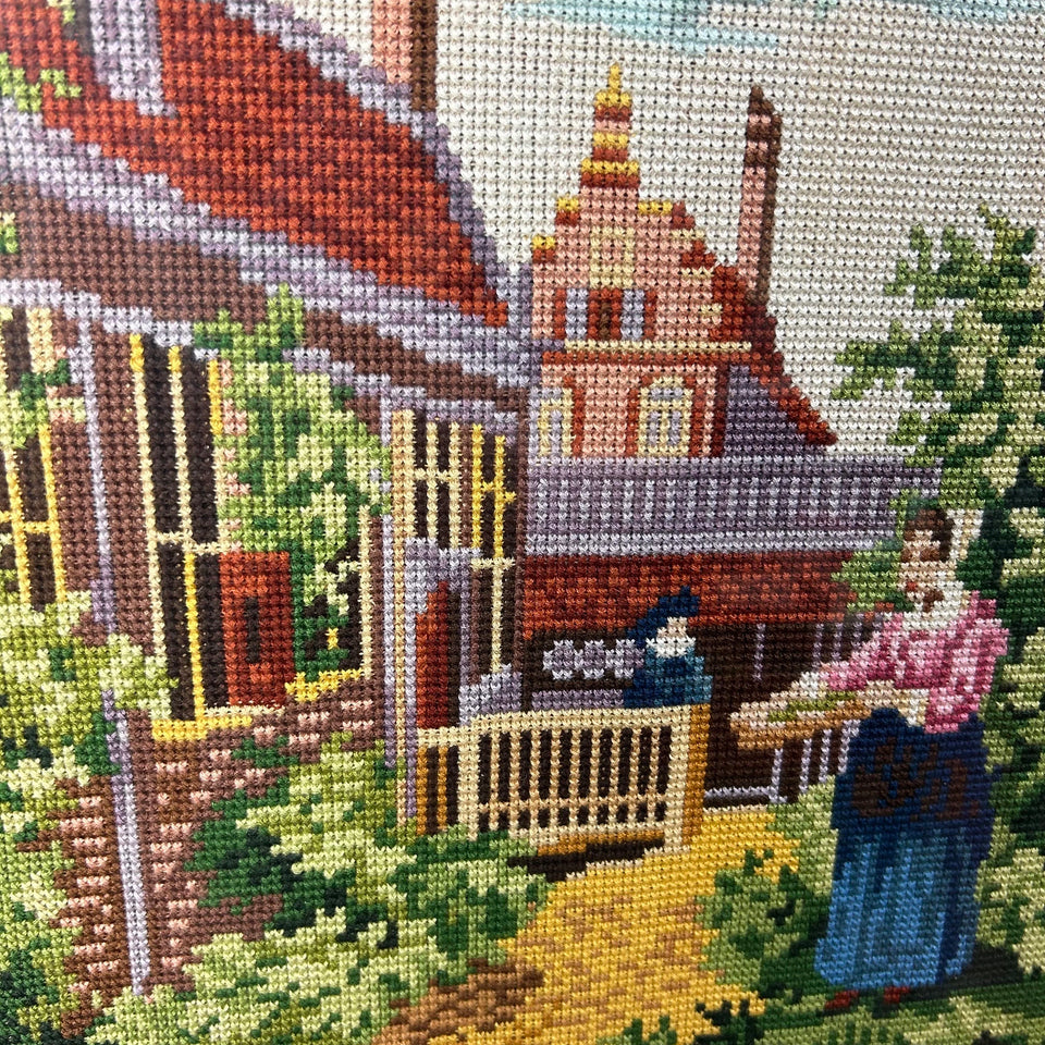 Vintage Embroidery Painting - Cottonwork - Framed