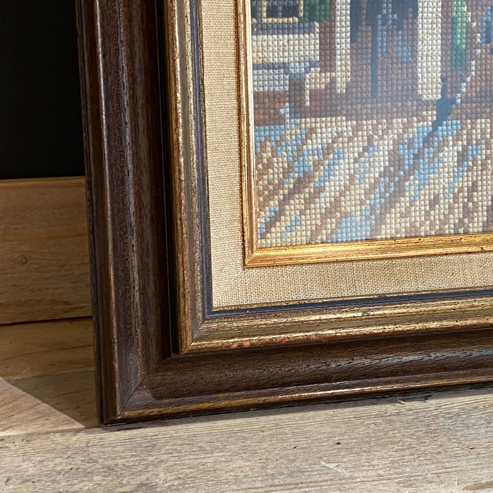 Embroidery -Johannes Vermeer - Straatje - Cottonwork - Framed