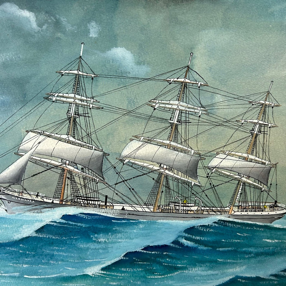 R. Takes (XX) - Sailing ship Illawarra on a wild sea