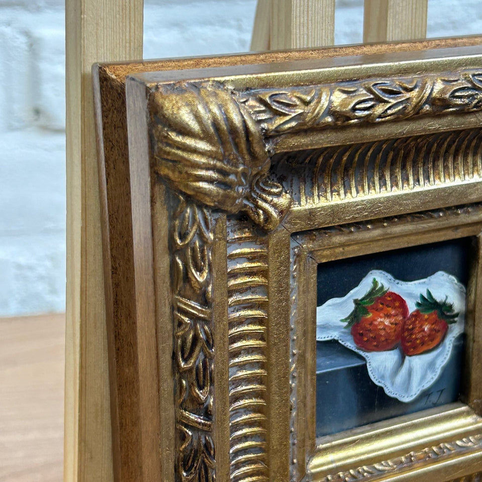 T.J. - Miniature Still life with strawberries on table with rug