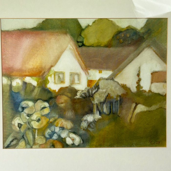 Abstract Farm house - German School painting