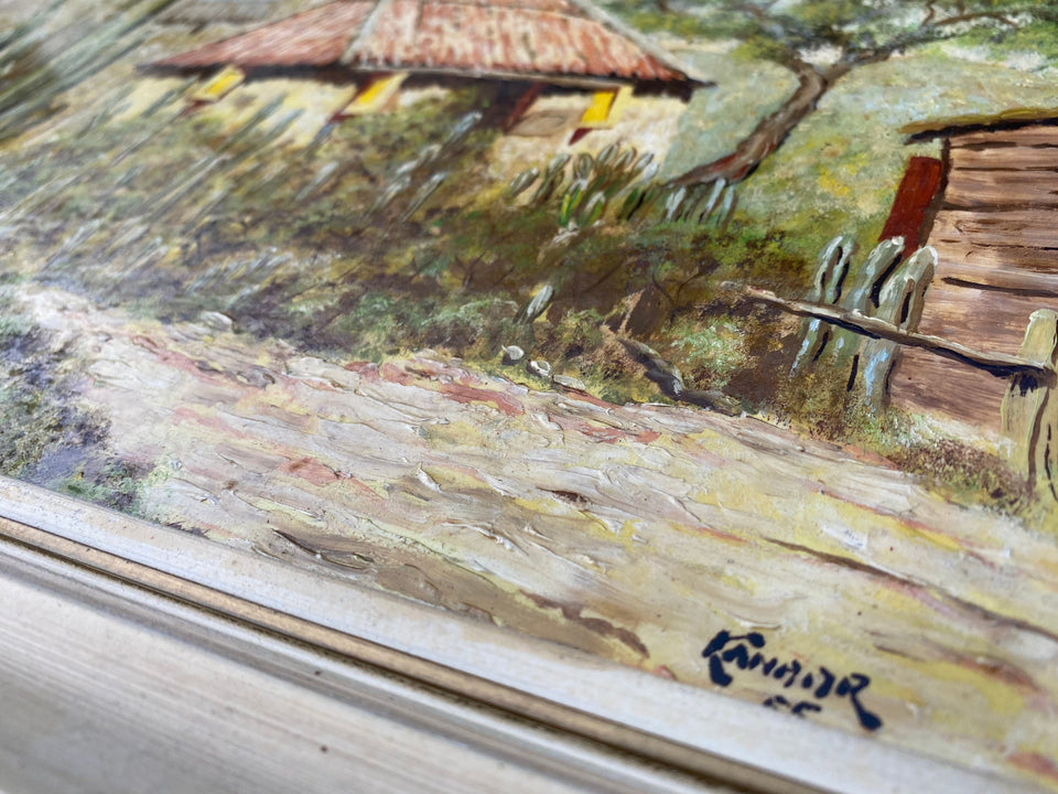 Prachtig Olieverfschilderij (1955) "De Watersalamander" eiland Curaçao | Caribisch eiland thuis | gesigneerd door kunstenaar | 50x40cm