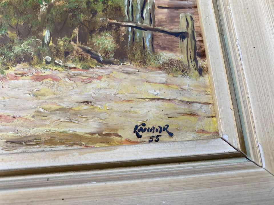 Prachtig Olieverfschilderij (1955) "De Watersalamander" eiland Curaçao | Caribisch eiland thuis | gesigneerd door kunstenaar | 50x40cm