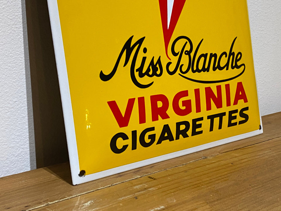 Vintage Miss Blanche Virginia Cigarettes Enamel Sign