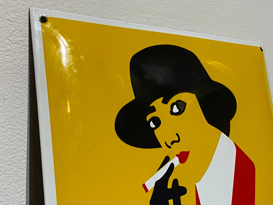 Vintage Miss Blanche Virginia Cigarettes Enamel Sign