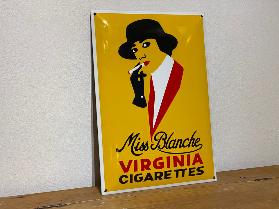 Vintage Miss Blanche Virginia Cigarettes Enamel Sign