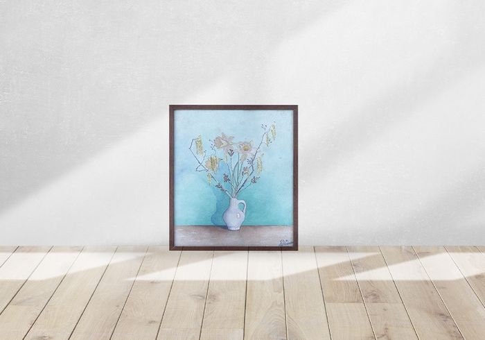 Bloemen in Vaas Aquarel - Wennekes