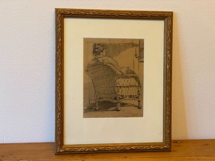 Moeder in de stoel - Tekening