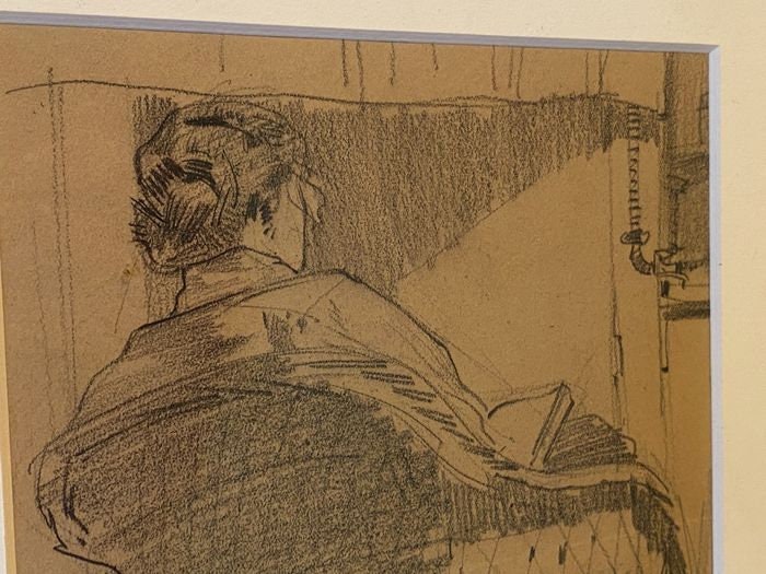 Moeder in de stoel - Tekening