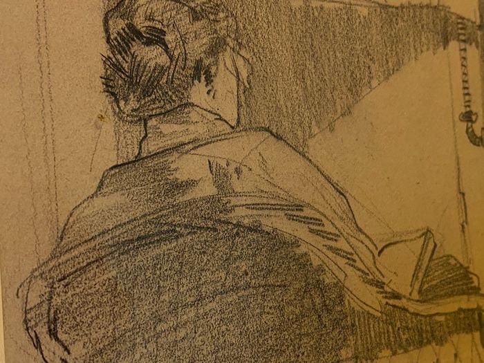 Moeder in de stoel - Tekening