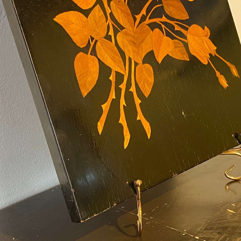 Soviet Roses - USSR - Russian Straw Marquetry Folk Art Lacquered Wood Inlay