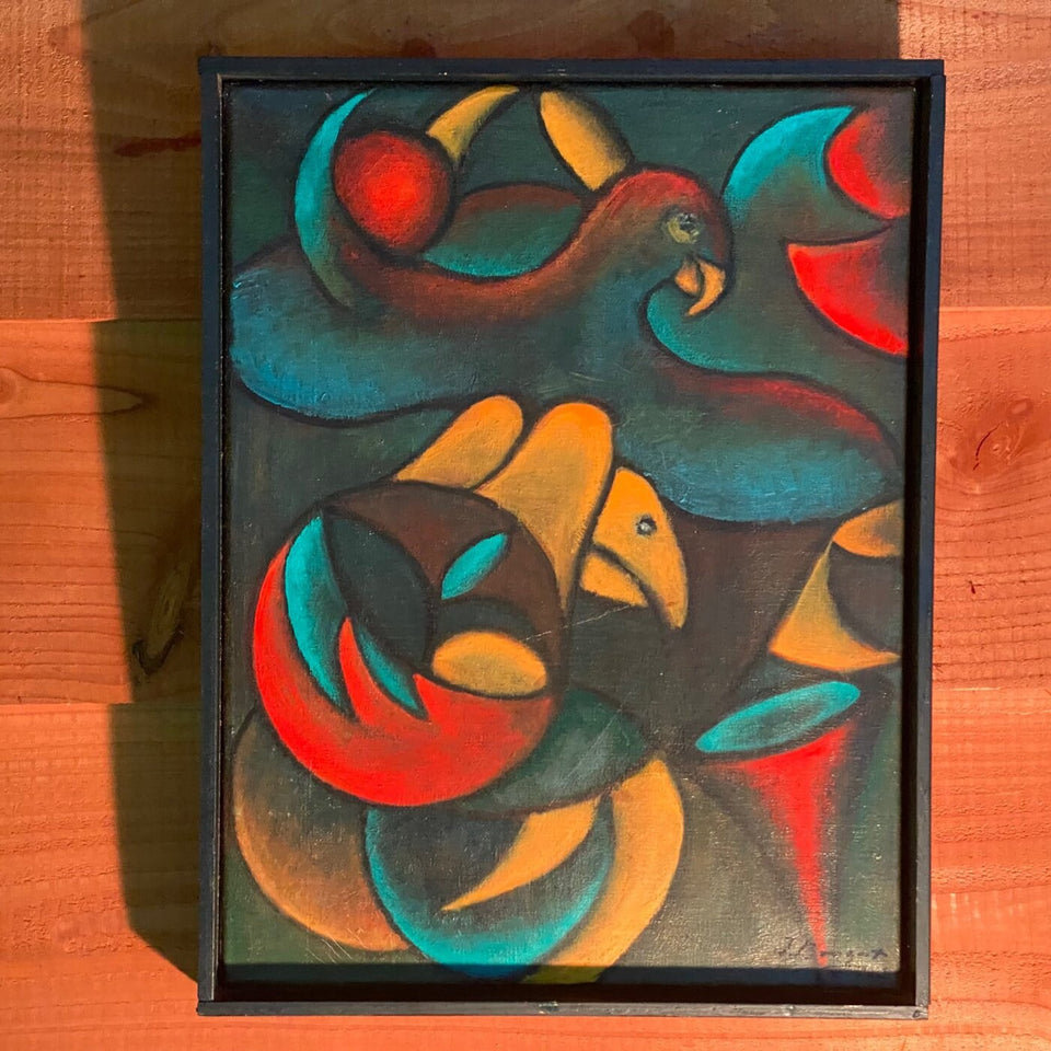 Abstract Painting of a Surrealistic group of birds