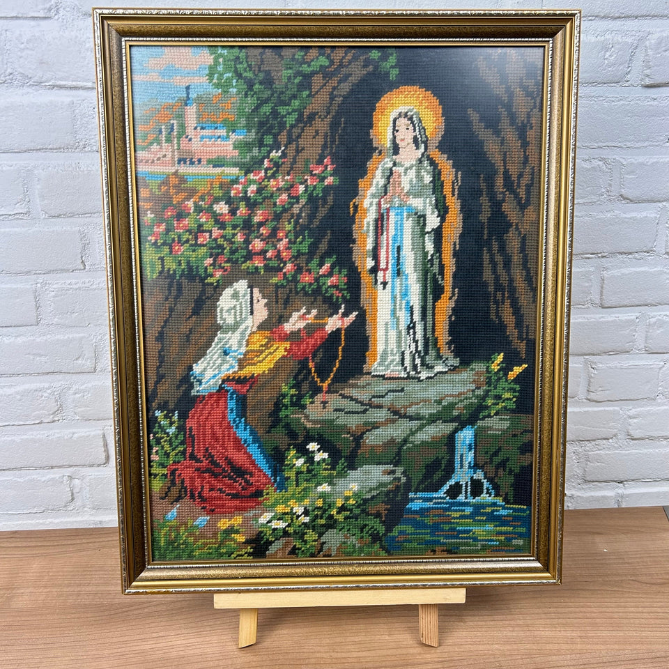 Holy Maria - Christian Embroidery - Cottonwork - Framed