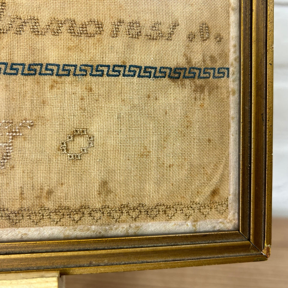 Antique Sampler 1851 - Embroidery - Cottonwork - Framed