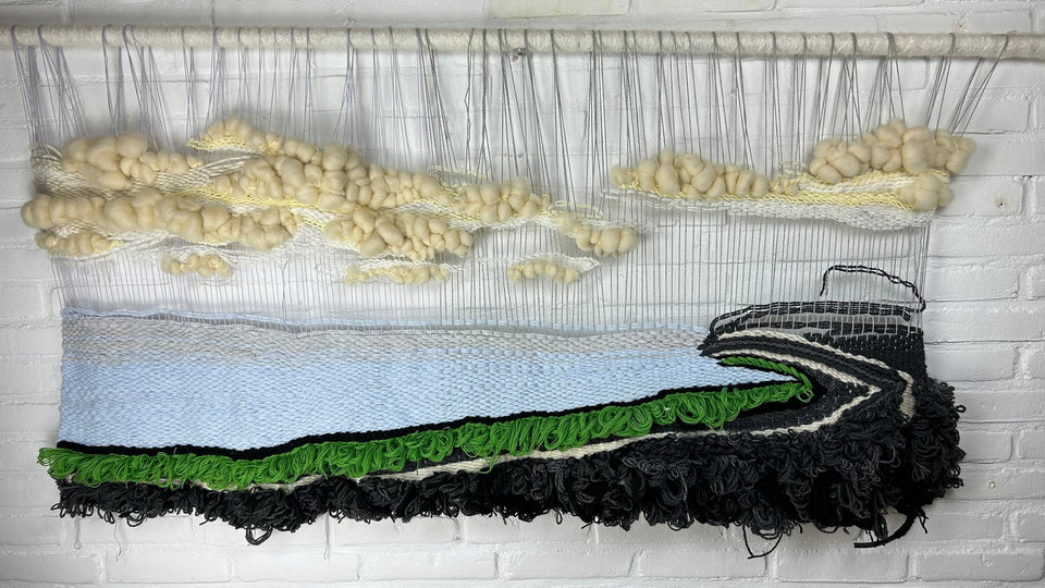 Woven Wall Hanging - Dimensional weaving - Landscape - Handmade cottonwork